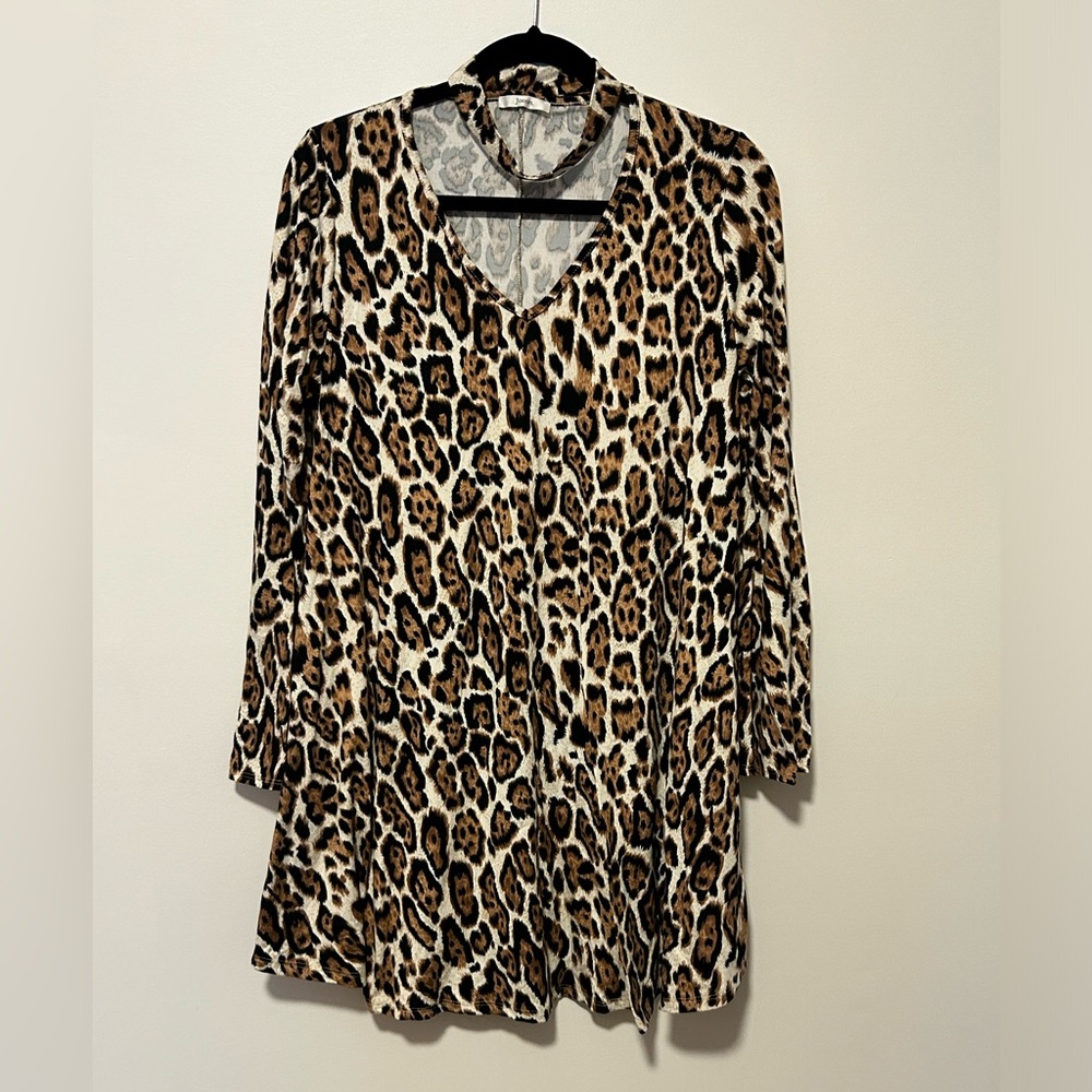 JODIFL Animal Print Top with Neck Detail